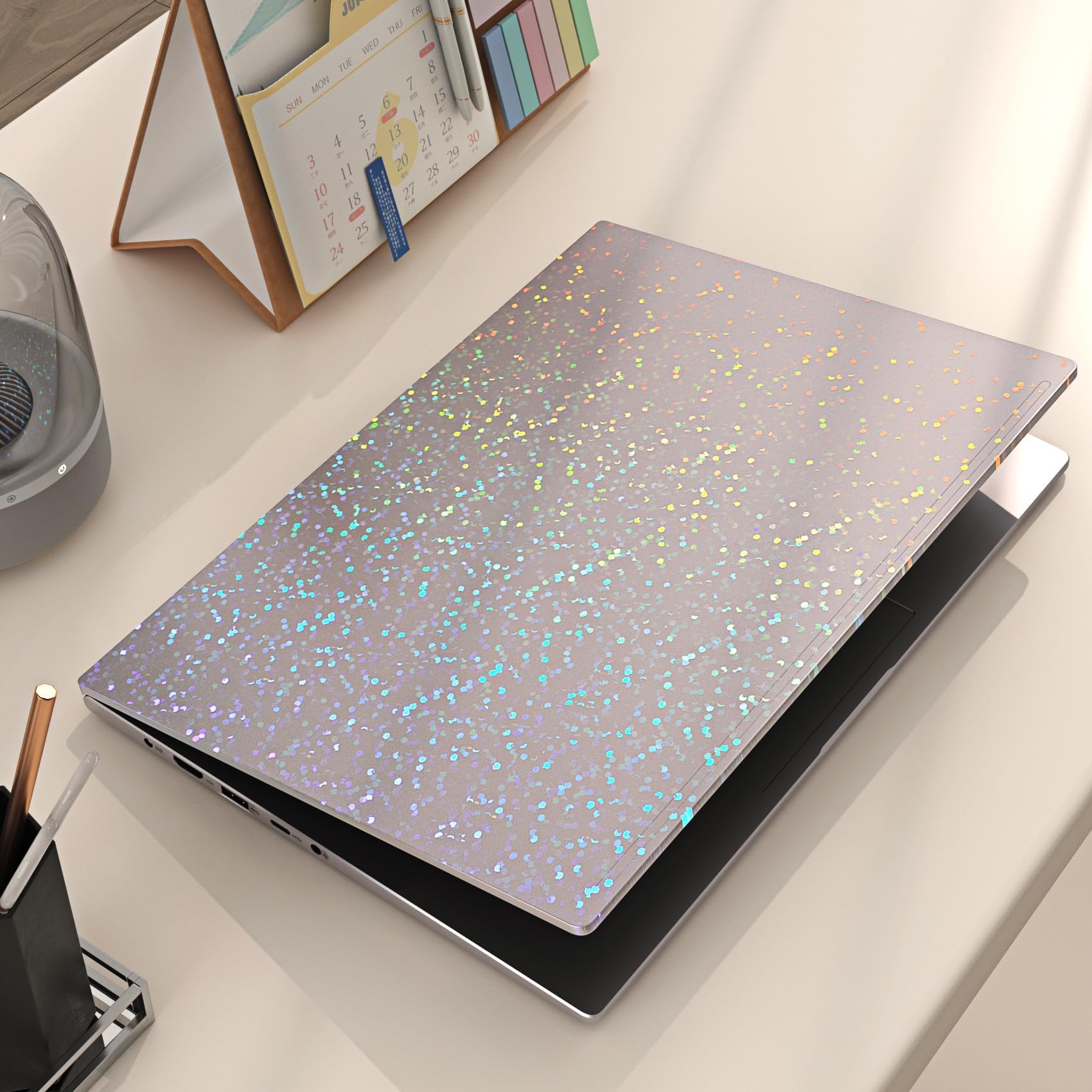 Pellicola Adesiva Olografica Per Plotter - Vinile Glitter Iridescente 63cm X 5m, Puntini, Per Adesivi Decorativi E Personalizzazioni