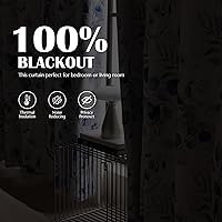 Vista 3 de Cortinas 100% opacas de 84 pulgadas de largo para dormitorio, cortinas estampadas florales azules para oscurecer la sala de estar, cortinas