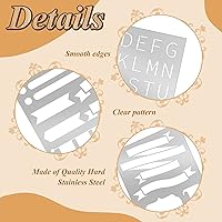 Vista 3 de Lewtemi 8 Piezas Plantillas de Letras y Números de Metal de 4 x 7 Pulgadas, Plantillas de Alfabeto de Acero Inoxidable para Grabado, Pintura