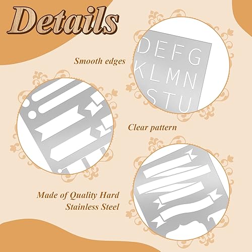 Miniatura 3 de Lewtemi 8 Piezas Plantillas de Letras y Números de Metal de 4 x 7 Pulgadas, Plantillas de Alfabeto de Acero Inoxidable para Grabado, Pintura