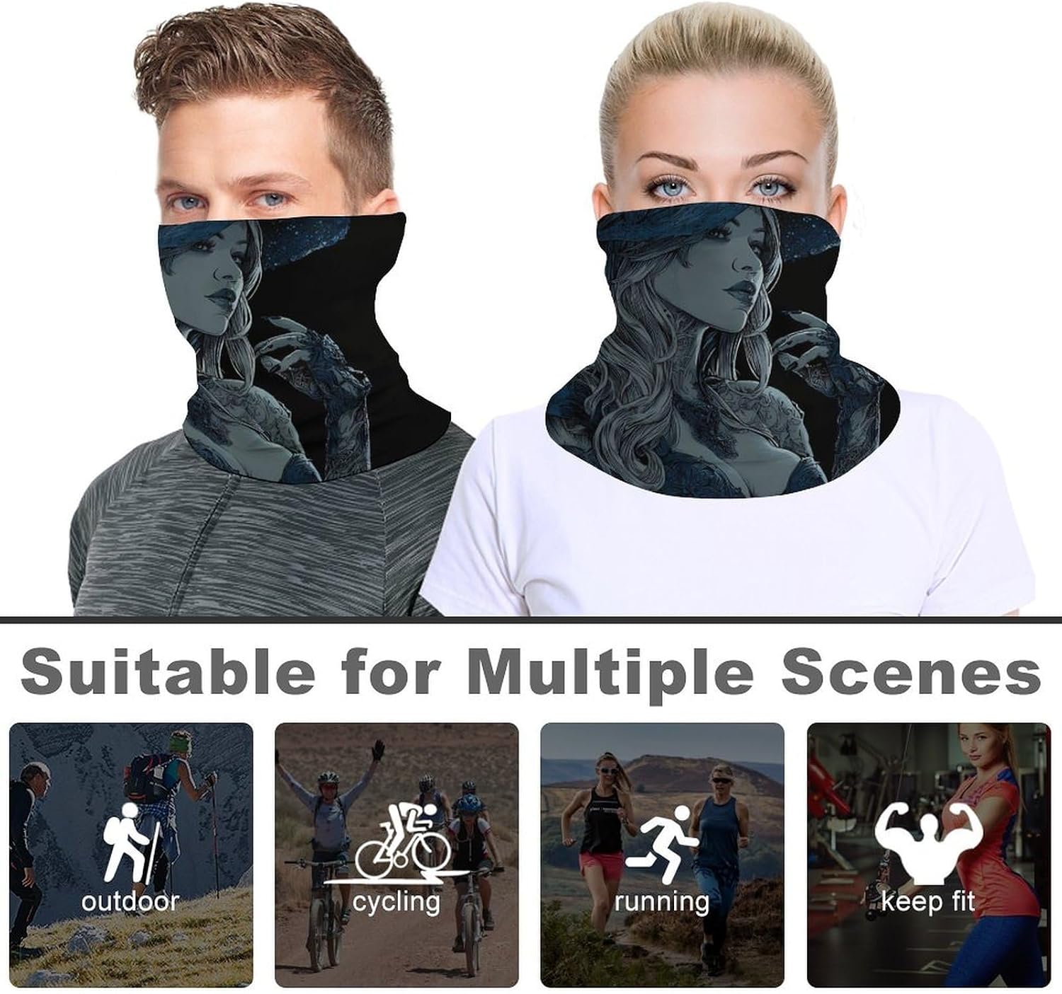 Goth Witches Unisex Neck Gaiter Face Scarf Cover Sun Hoods for Outdoor Hiking Skiing