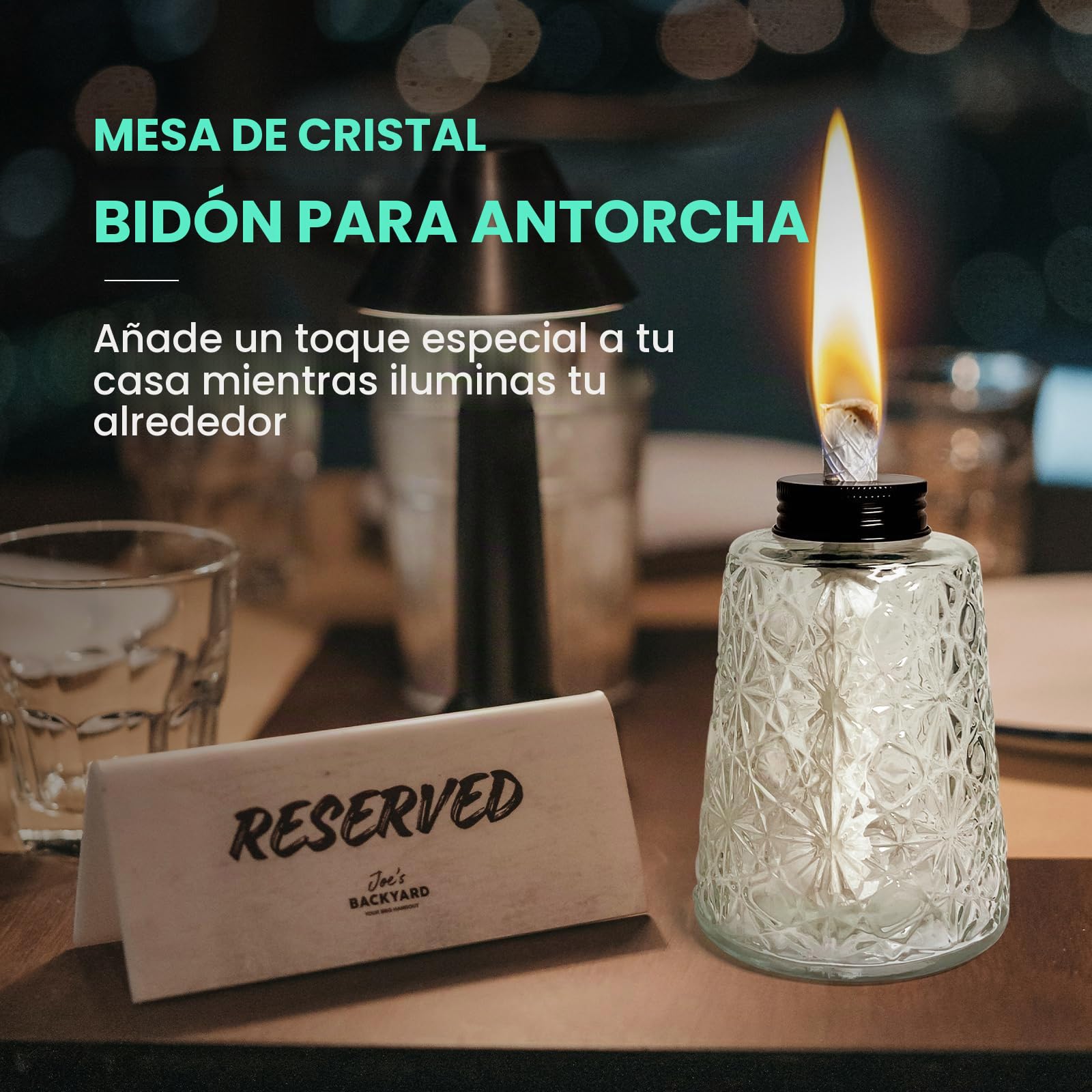 Paquete de 2 antorchas de cristal para lámpara de aceite de citronela para patio al aire libre con mechas y tapa
