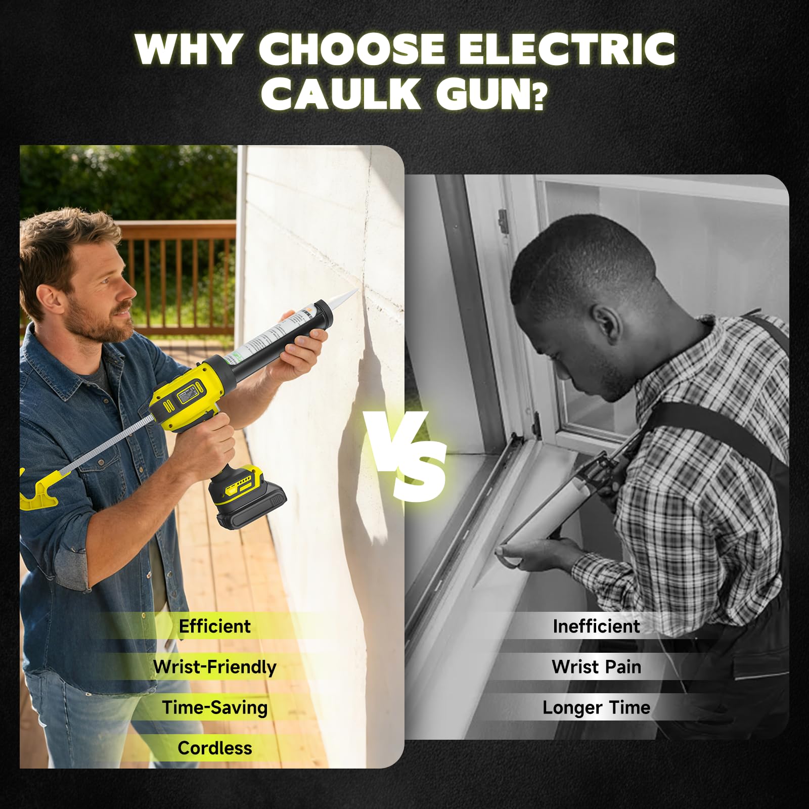 Pistola de calafateo inalámbrica mejorada para batería Dewalt de 20 V, velocidad infinitamente variable