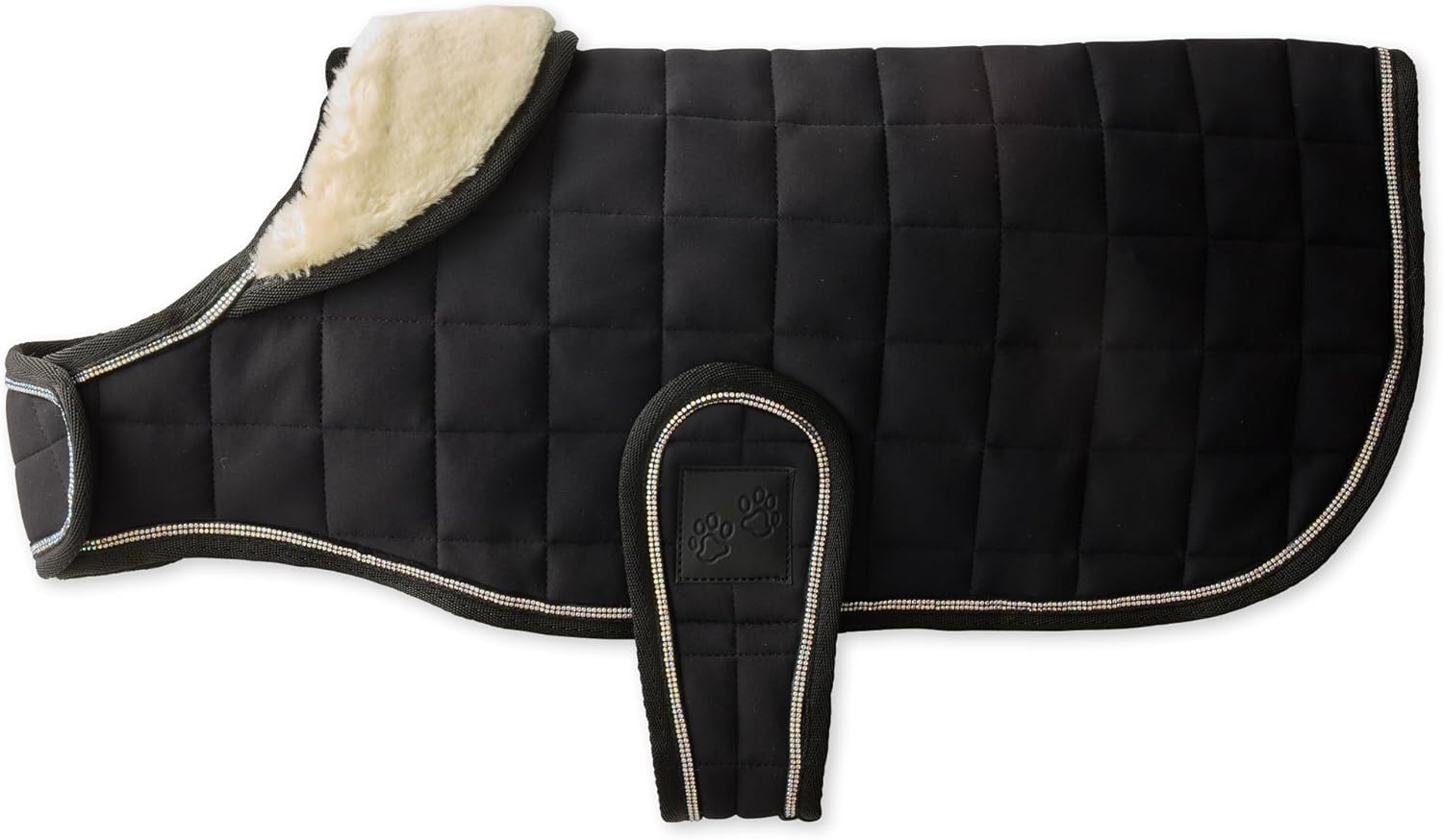 Pet Passion Quilted Dog Coat Pet Jacket with Crystal Bling for Small, Medium and Large Dogs, Black, Large