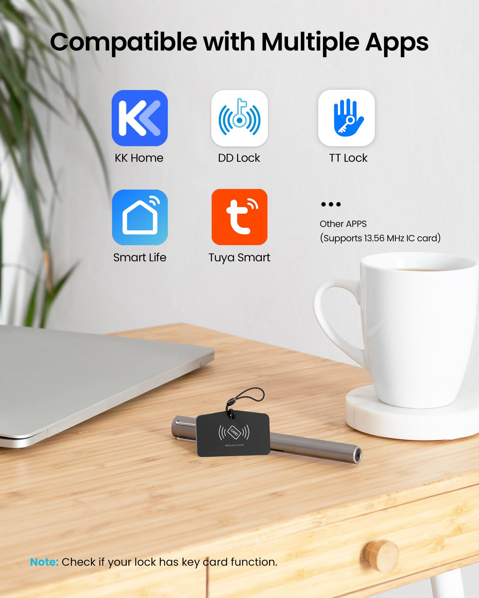 Veise VK01 IC Cards for Smart Lock, 13.56MHz RFID Cards Key Fobs for Keyless Entry Door Lock, Smart Deadbolt Key Compatible to Multiple Apps (3 Pack) - Additional View