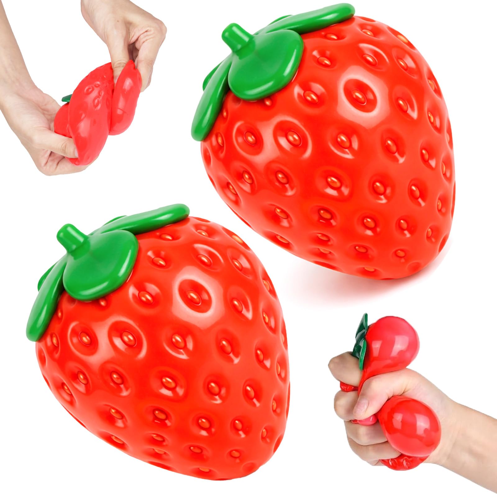 2Pcs Strawberry Squishy, Strawberry Stress Ball, Squishy Strawberry Toy
