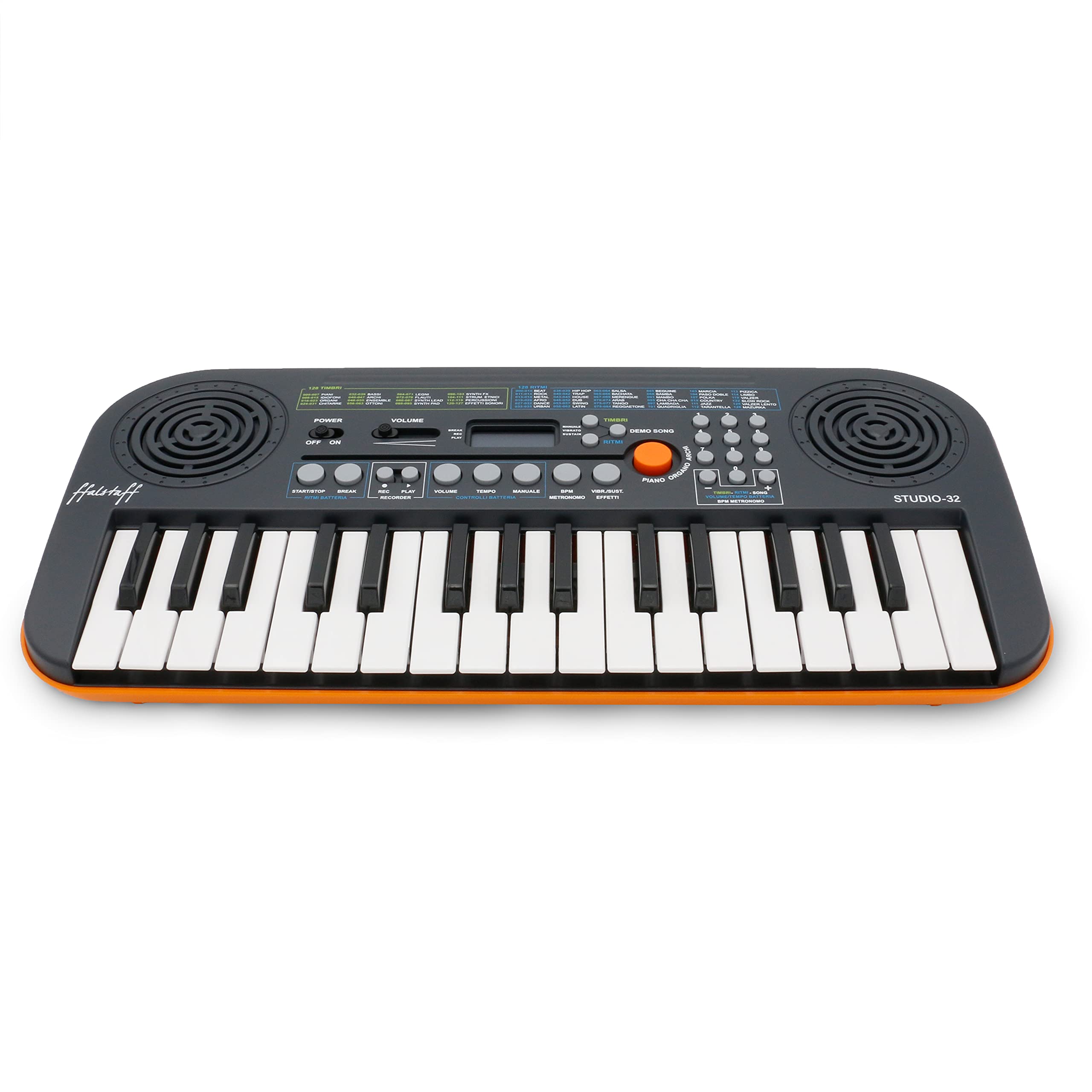 ffalstaff STUDIO-32 Tastiera Elettronica 32 Tasti per uso Scolastico con Borsa ffalstaff Semirigida con Imbottitura 5 mm, Alimentatore e E-book "Suona la Tastiera"