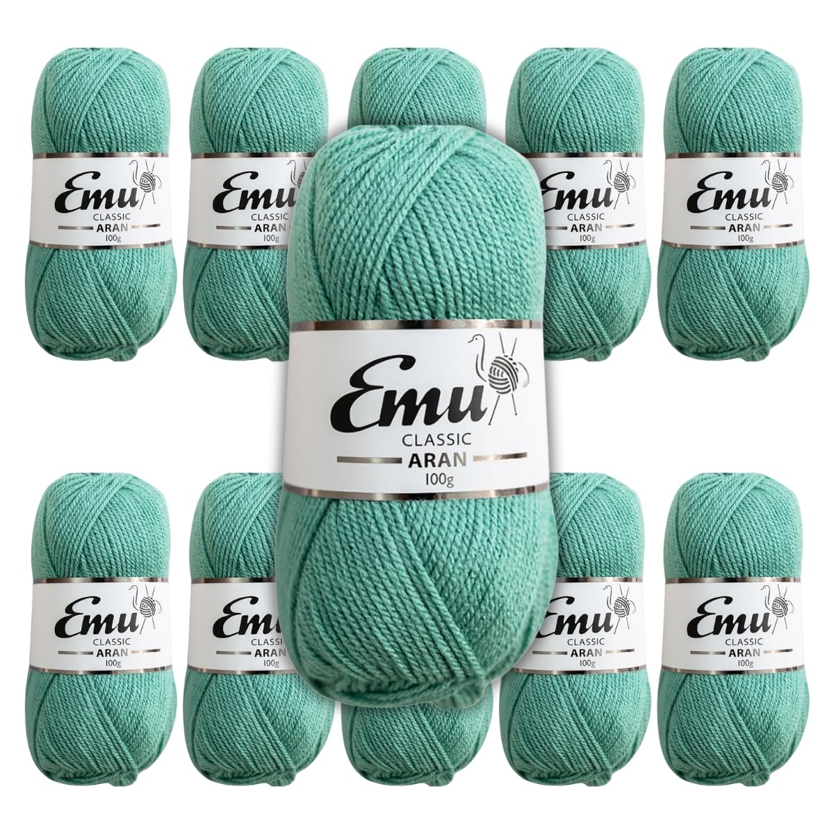 Emu Classic Aran Acrylic Yarn 100g Balls 210m, Pack of 10, Asparagus - 186 — image 1