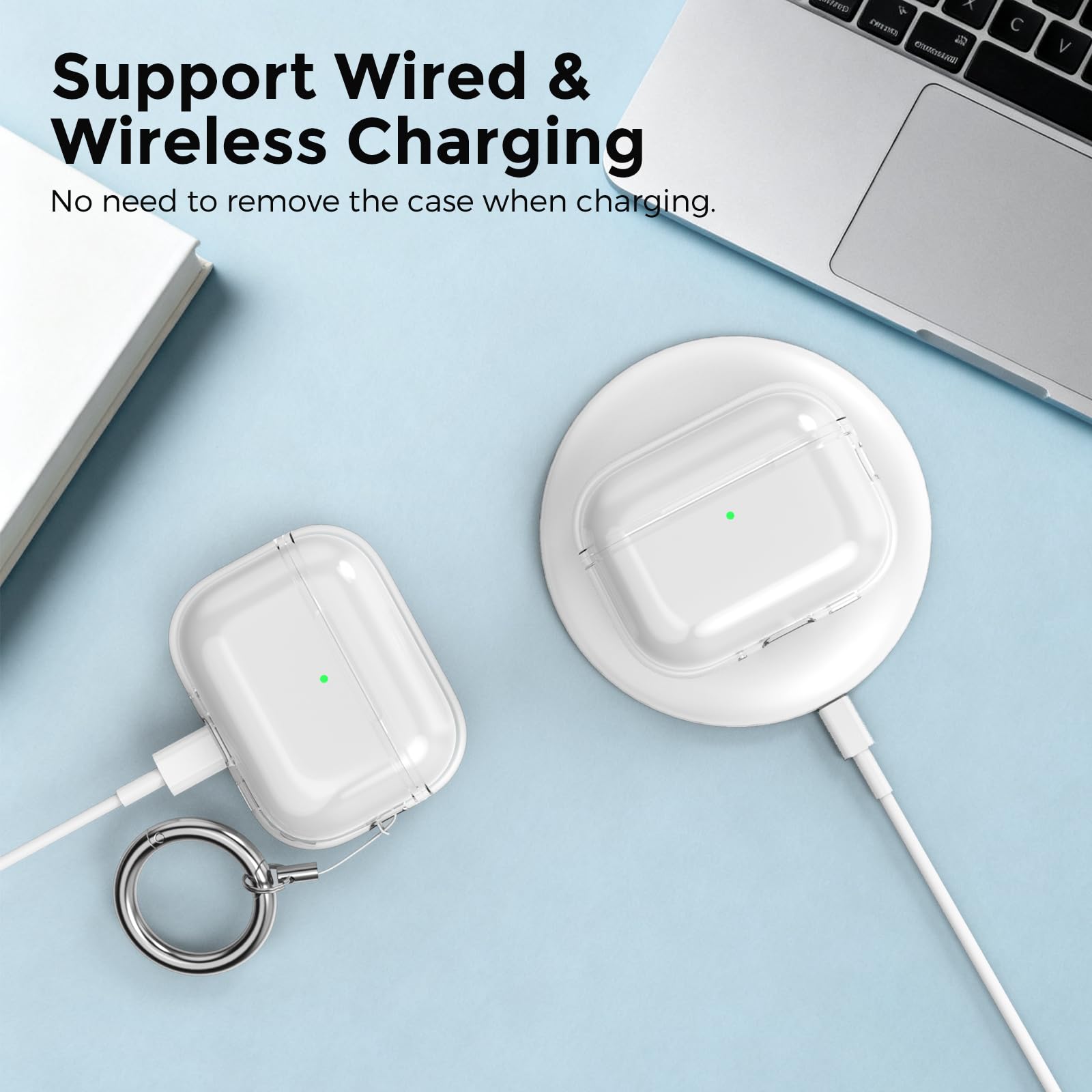 AhaStyle Transparente Coque AirPods Pro 3 (2025) avec Kit Nettoyage [Anti-Jaunissement] Étui Protection TPU Clear Housse pour AirPods Pro 3ème Génération Supportant Recharge USB-C et Recharge sans Fil