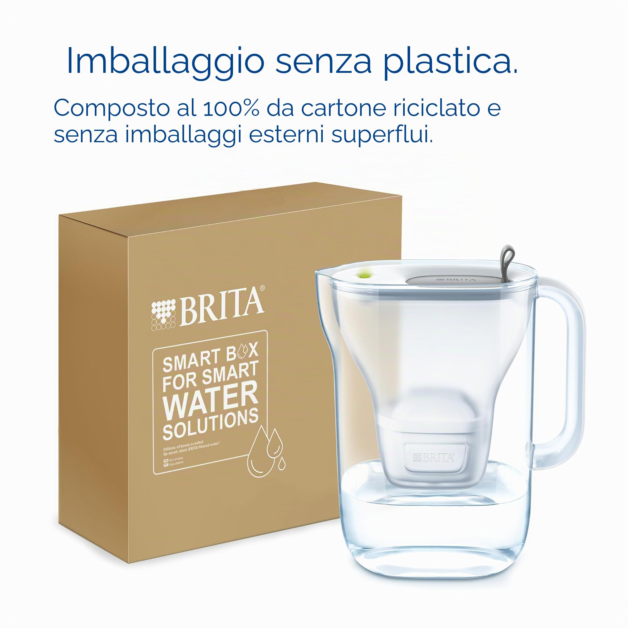 BRITA Caraffa filtrante stile grigio (2,5l) incl 3 cartucce filtro acqua rubinetto MAXTRA PRO All-in-1 ridotto PFAS*,calcare, cloro, alcune impurità e metalli indicatore tempo e volume versato