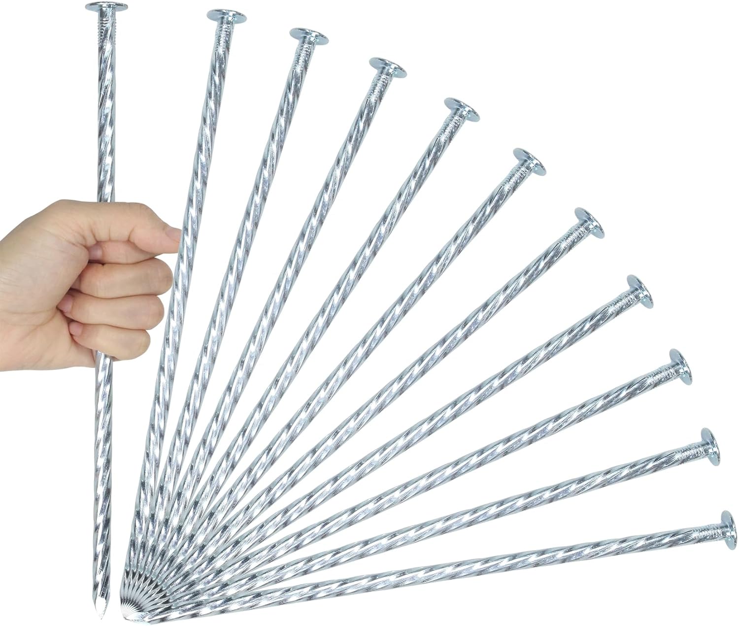 10 Inch Landscape Stakes Galvanized Metal Landscape Edging Anchoring Spikes Stakes, Camping Stakes Tent Pegs for Artificial Turf, Paver Edging, Weed Barrier, House Construction, Carpentry (50)