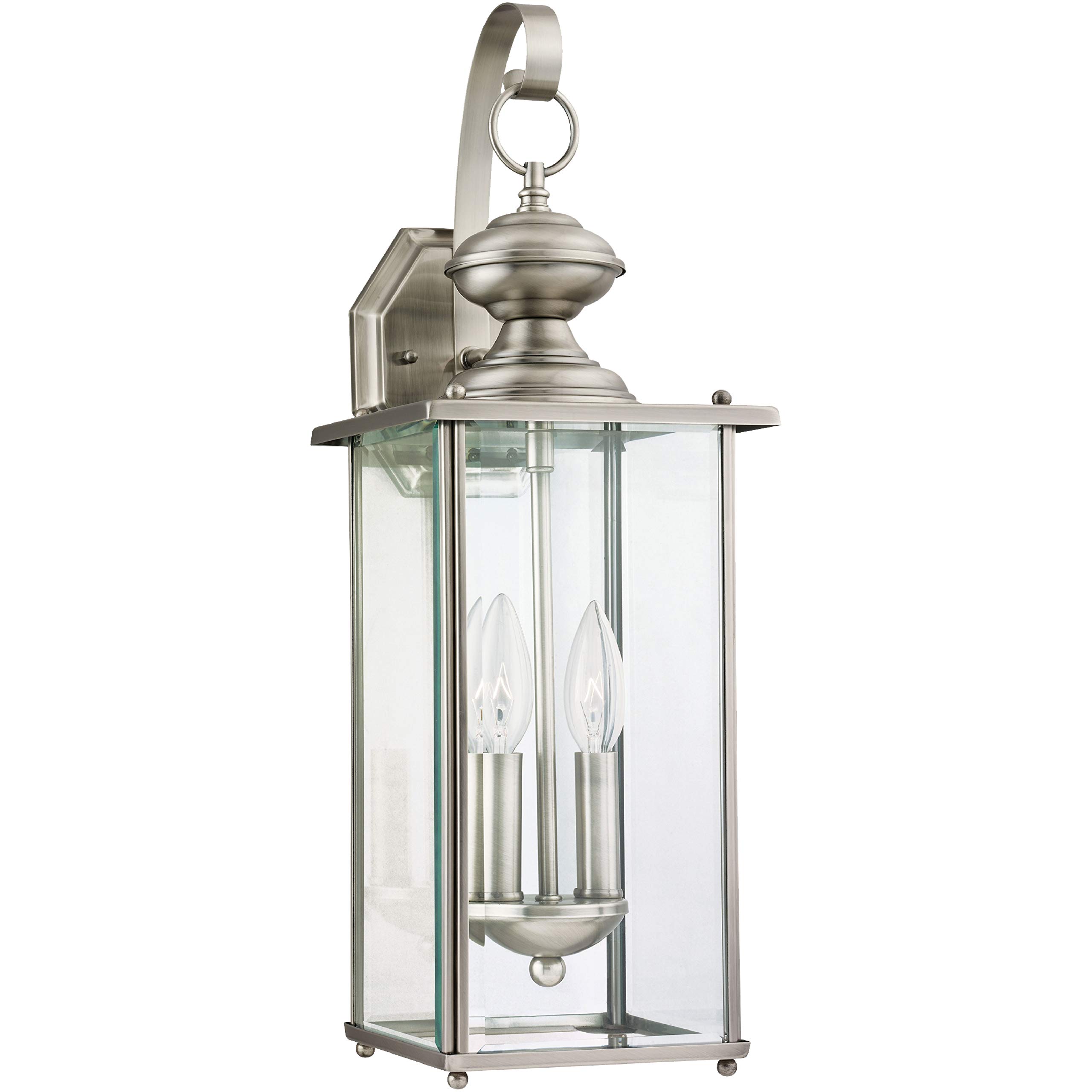 Generation Lighting 8468-965 Jamestowne Transitional Two - Light Outdoor Wall Lantern Outside Fixture, Antique Brushed Nickel Finish