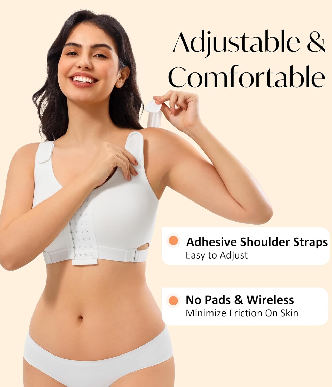CYDREAM Wireless Front Closure Bras for Women No Underwire Full Coverage - Post Surgery Compression Comfortable Everyday Bra - Image 2
