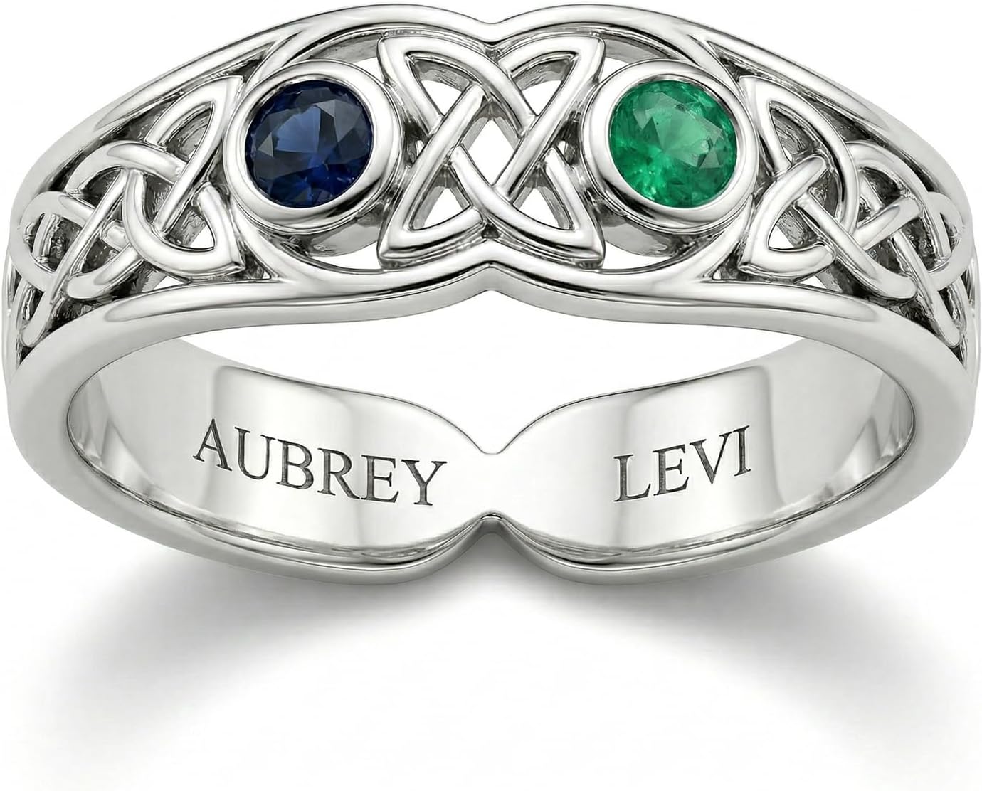 Birthstone Rings for Women Celtic Knot Mothers Ring 4 Birthstones Custom rings for Women S925 Sterling Silver/10K/14K/18K Gold Birthstone Promise Anniversary Ring for Her