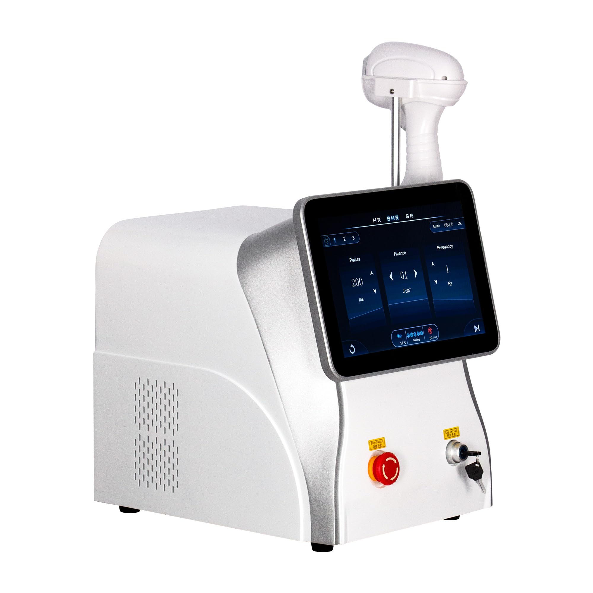 Epilatore laser a diodo 755 nm 808 nm 1064 nm, macchina professionale con 10 barre laser, schermo tattile HD, manipolo ad alta potenza con raffreddamento, per viso, ascelle, braccia, gambe e corpo