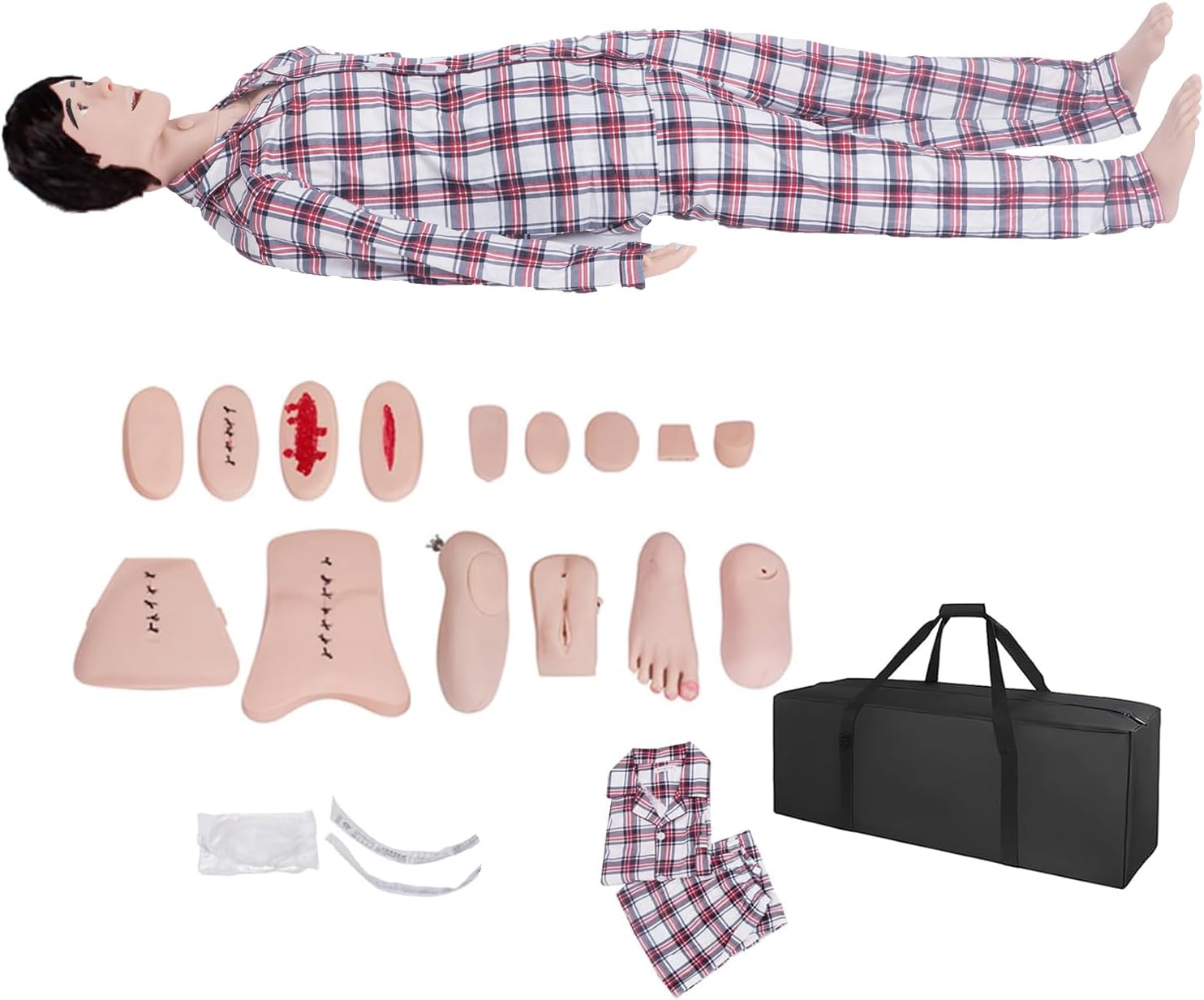 Patient Care Nursing Manikin, Trauma Manikin Training PVC Whole Body Care Manikins Male and Female Training Wound Mannequin Model for Nursing Medical Teaching Supplies 66’’Life-Size