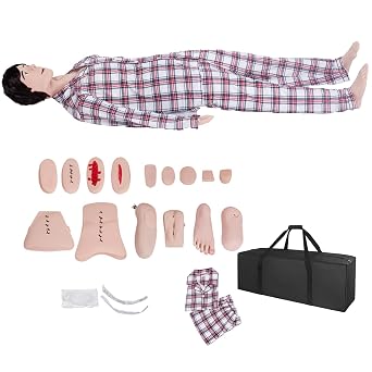 Patient Care Nursing Manikin, Trauma Manikin Training PVC Whole Body Care Manikins Male and Female Training Wound Mannequin Model for Nursing Medical Teaching Supplies 66Life-Size