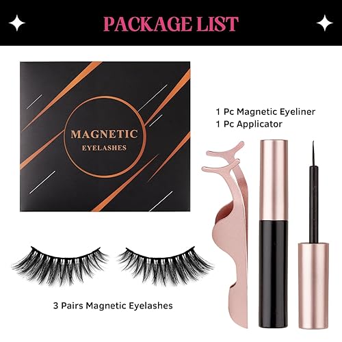Miniatura 2 de SHEKA Pestañas magnéticas con aplicador delineador de ojos sin necesidad de pegamento aspecto natural ojos de gato esponjosas kit de pestañas