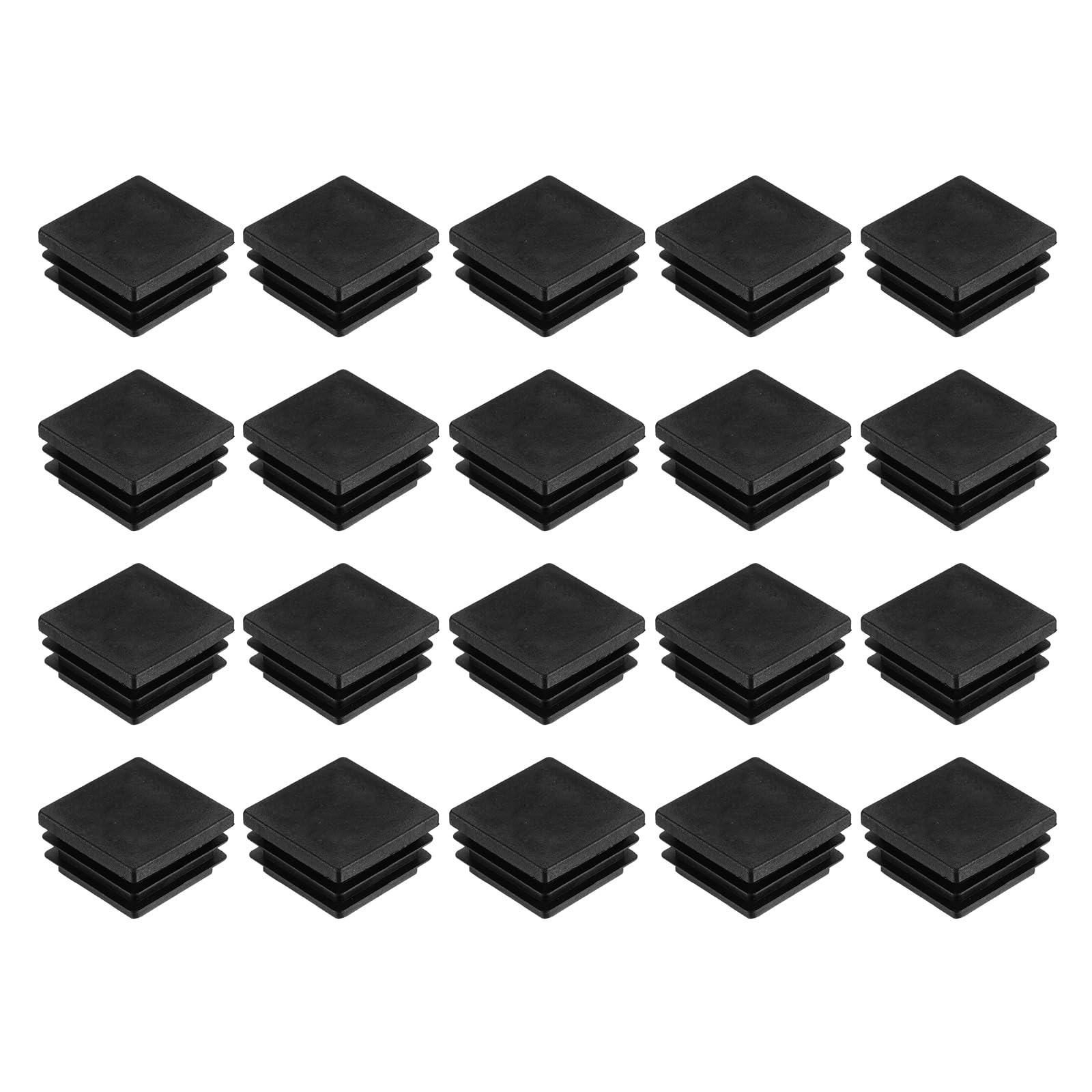 uxcell 24Pcs Square Plastic Plugs, 35 x 35mm/1.38 x 1.38inch PE Pipe Tubing End Caps for 28-33mm/1.1-1.3inch Square Tube Furniture Chair Leg, Black