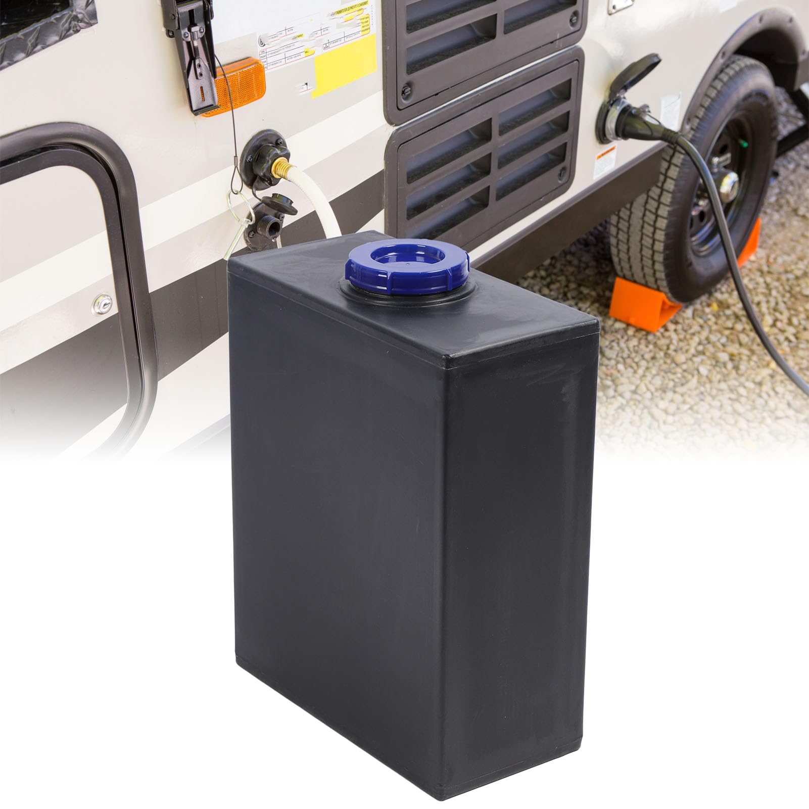 Akozon Tanque de Almacenamiento de Agua para Vehículos Recreativos de 10,5 Galones – Tanque Vertical de Retención de Agua Dulce LLDPE de Grado Alimentario para Vehículos Recreativos,