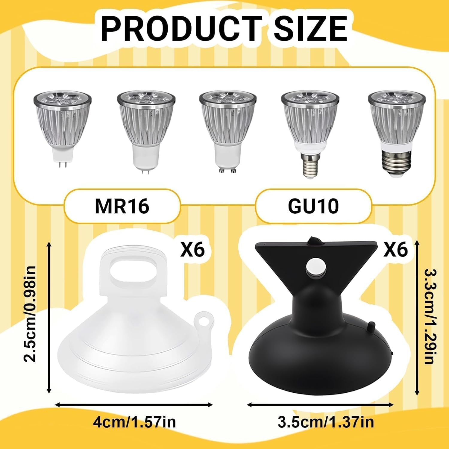 10-Pack GU10 MR16 Bulb Changer Tool, 35mm Small Suction Cup for Halogen & LED Bulbs, High-Traction PVC Remover for Recessed, Track & Range Hood Lighting - Heavy Duty