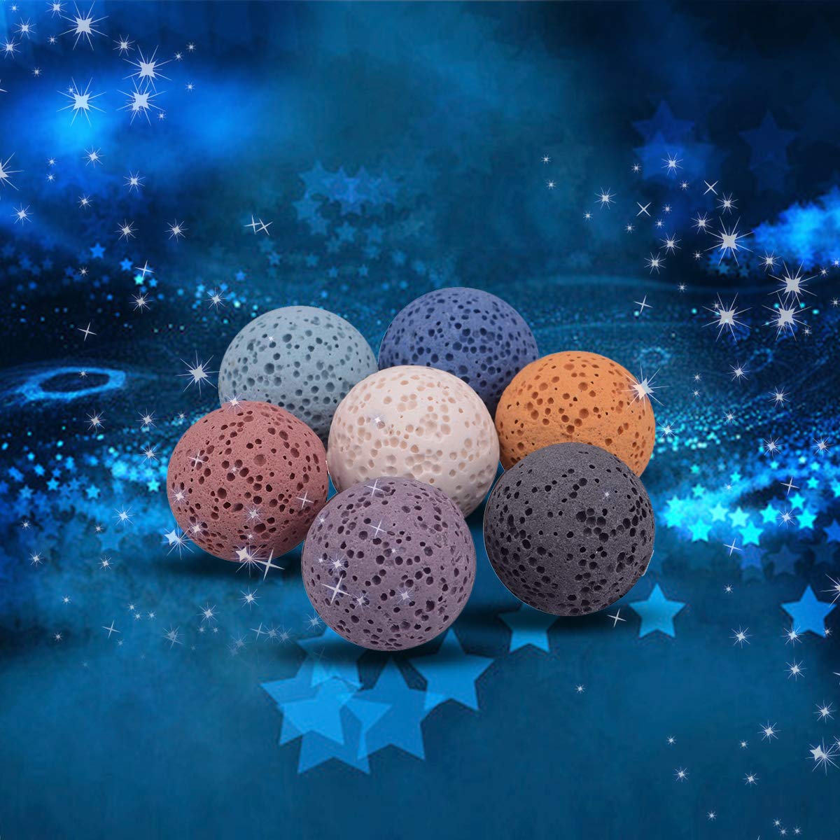 EUDORA Harmony Ball Collana Aromaterapia Ciondolo con Oli Essenziali per Donna, Collana con Diffusore Regalo di Gioielli per Ragazze con 7 Pezzi di Pietra Lavica, 24 Pollici