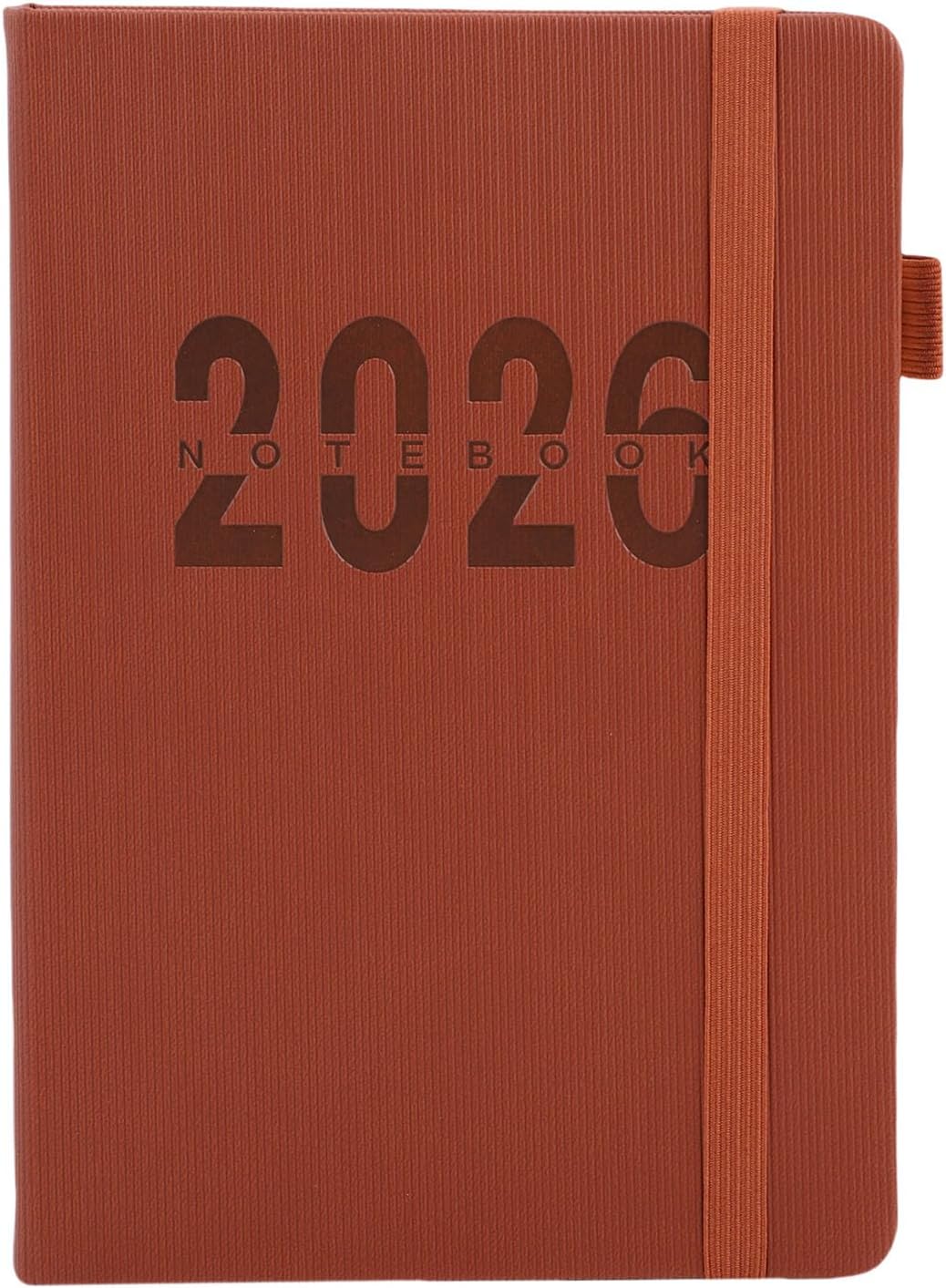 2026 Daily Planner 200 Sheets 180 Degree Opening Pu Leather Cover Hourly Appointment Book With Elastic Band For Daily Schedule Planning