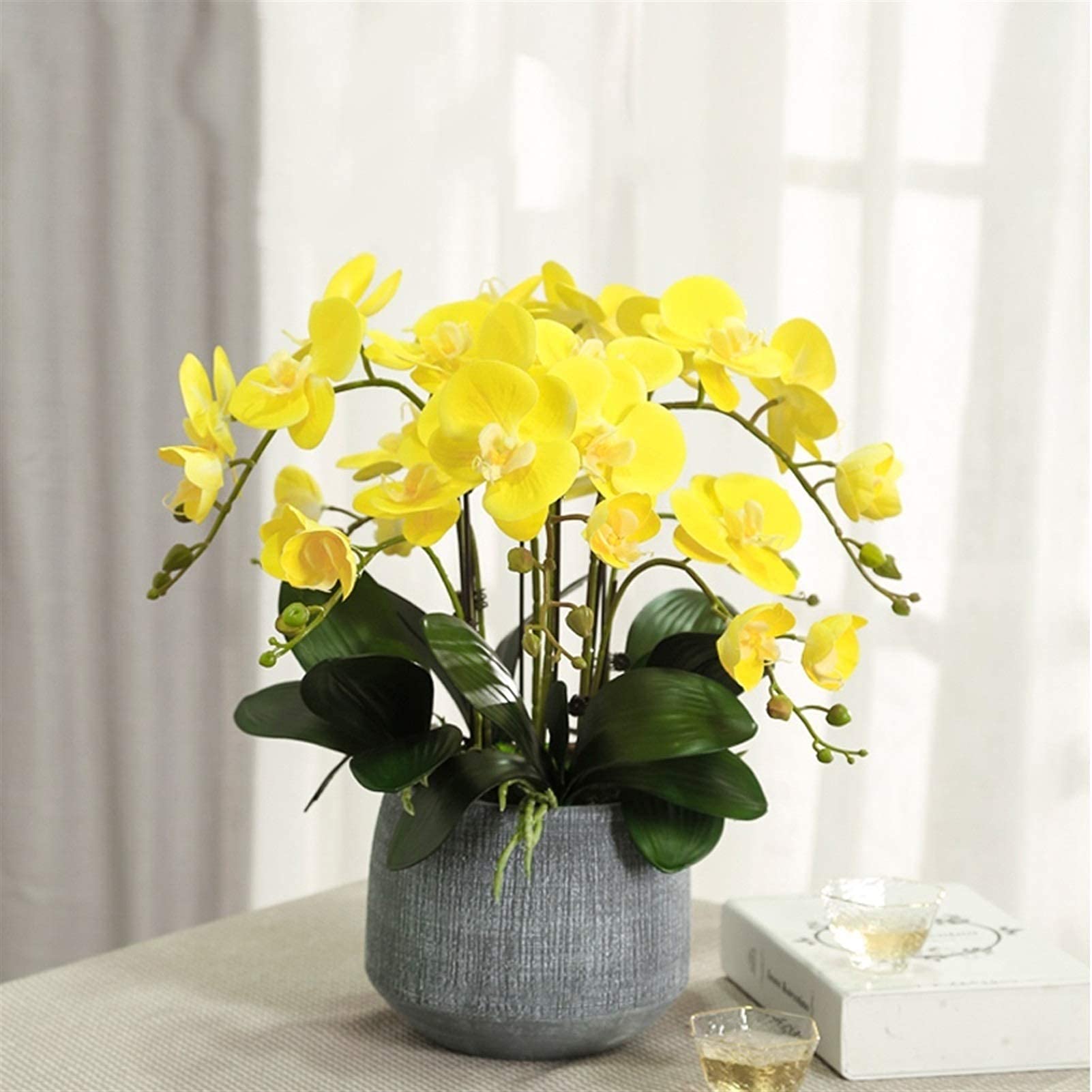 Fiori artificiali, set di fiori artificiali, orchidee, vaso, bonsai, piante finte, vaso, fioriera per centrotavola, decorazioni per soggiorno