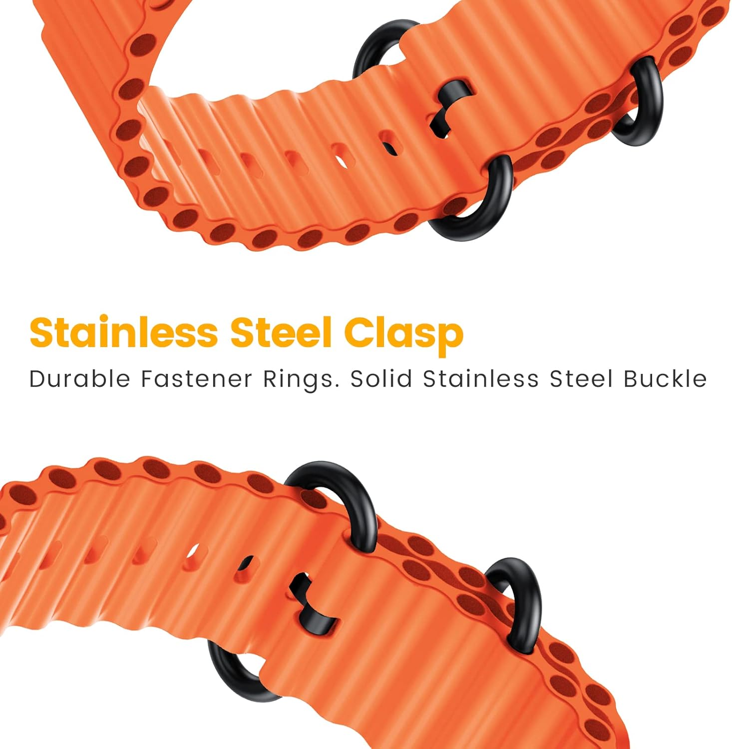 NotoCity for Garmin Fenix 6 Band 22mm Ocean Watch Band for Fenix 7, Fenix 5, Fenix 6 Pro, Fenix 5 Plus, Forerunner 955/945, Approach S60/S62, Epix (Orange) - Image 4