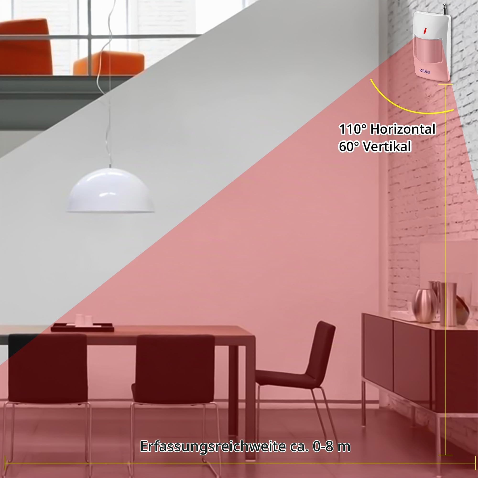Alarmanlage Haus Sirene 9 Teiliges Set mit 115 dB Sirene, Bewegungssensor, Türfenstersensor und Fernbedienung,für Lager,Geschäfte,Haus