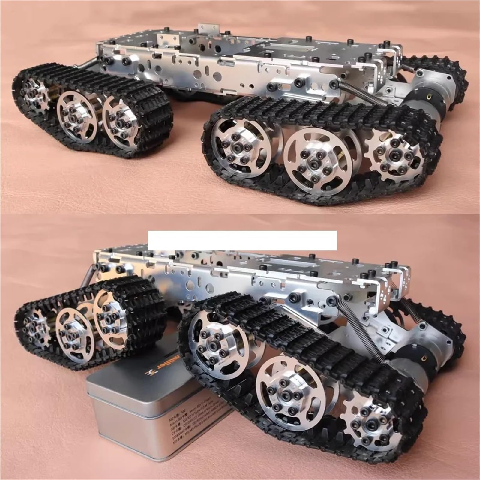 Chasis de Tanque de Robot de Metal 4WD, 12V, Coche con Motor de CC for Arduino, Robot rastreador de Pista, Kit DIY sin Montar(Gray)