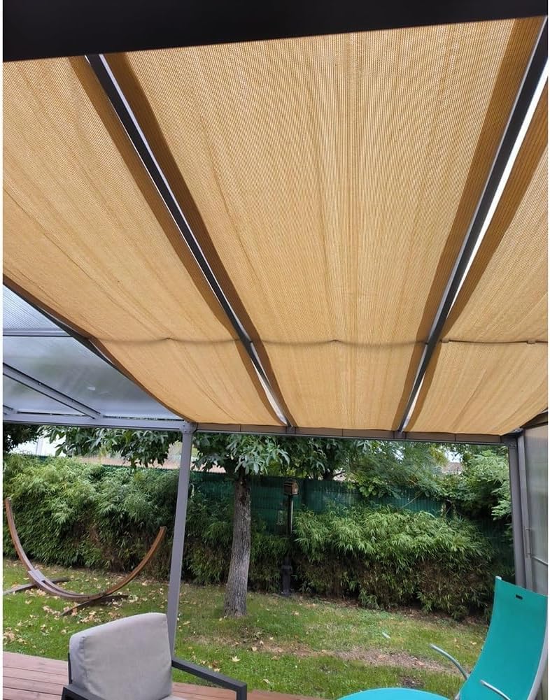 Toit pergola décoration shade cover beige 1x3m avec gommets anti-UV pour jardin