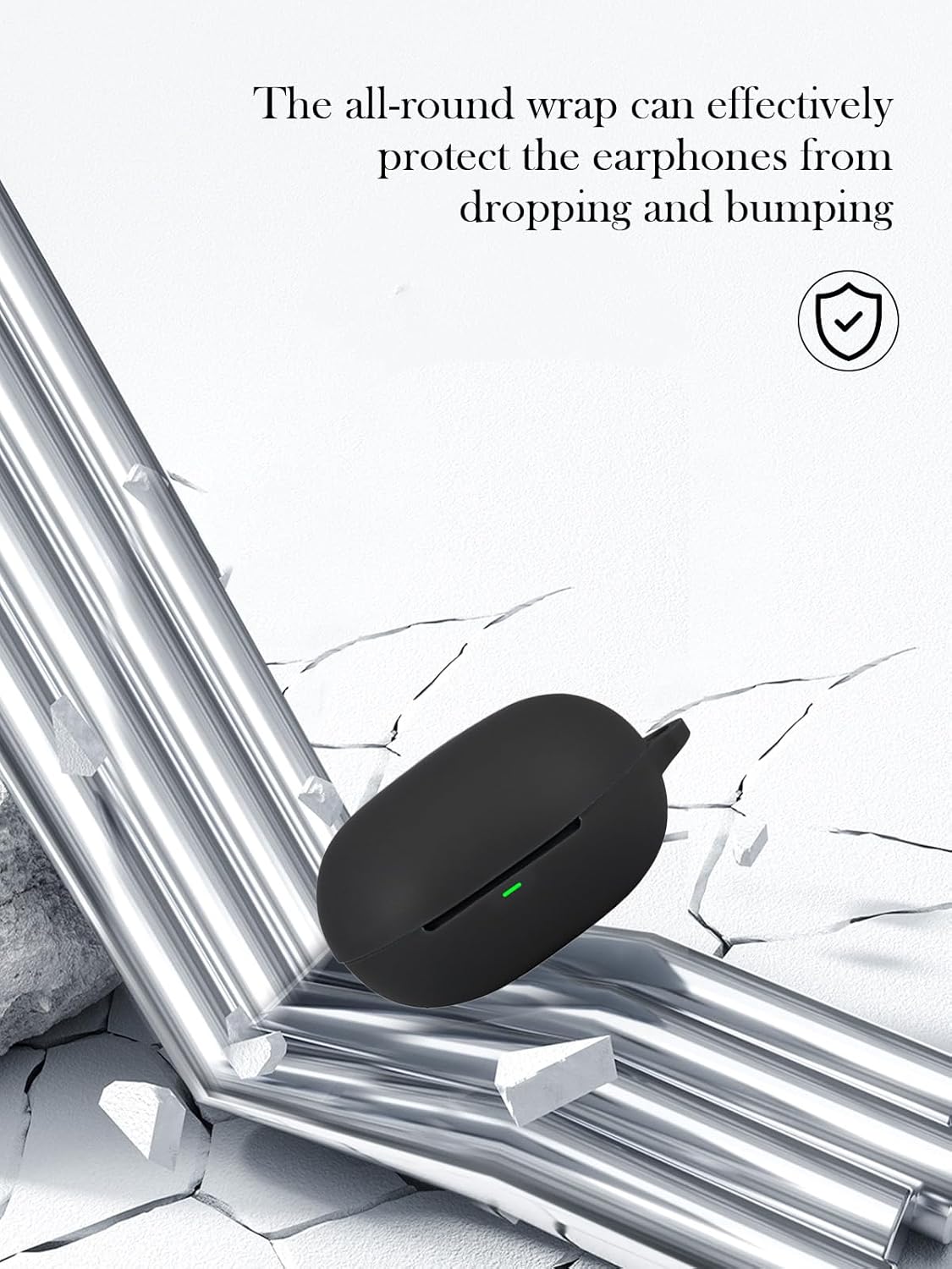 Case for SoundPEATS C30 Earbuds,Soft Protective,BOVUGAC Silicone Case Cover with Keychain & Cleaning Kit & Lanyard for SoundPEATS C30-Black - Image 2