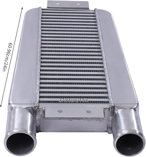 Miniatura 4 de CNCEST Intercooler universal de aluminio de 24 x 11 x 3 pulgadas, kit de intercooler de entrada y salida de 2.5 pulgadas, reemplazo universal del