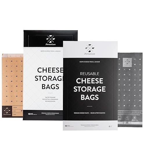 Formaticum Paquete de bolsas de almacenamiento incluye bolsas de almacenamiento de queso y bolsas de almacenamiento de queso reutilizables, regalo