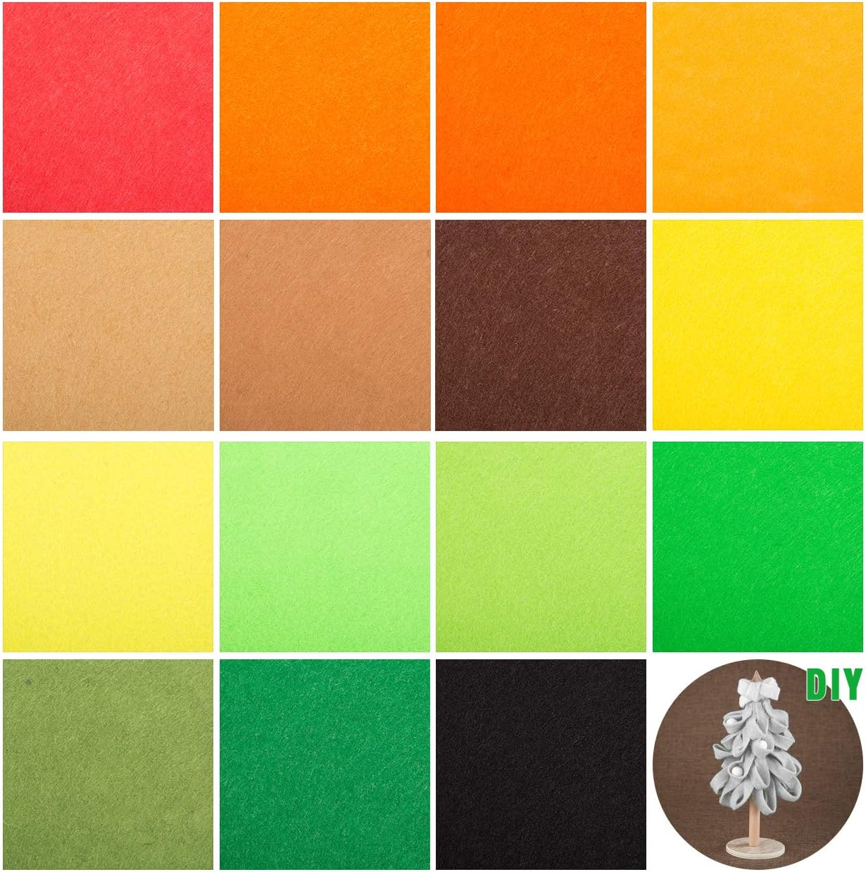 Naler 30 Pieces 6" x 6" Assorted Color Felt Fabric Sheets DIY Craft Patchwork Sewing Squares, 1mm Thick, 30 Colors