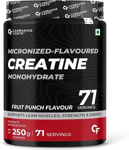 Carbamide Forte Creatine Powder | Creatine Monohydrate Powder 250g Fruit Punch Flavor For Lean Muscle, Strength &amp; Energy |...