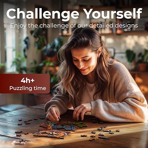 Miniatura 5 de Rompecabezas de madera de animales para adultos, A3 y A4, búho del juicio con 159 piezas, rompecabezas con formas de animales únicas (A3)