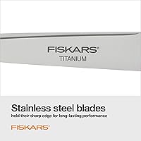 Vista 4 de Fiskars 8” Comfort Grip Titanium Multipurpose Scissors with Ergonomic Handles for Everyday Cutting Tasks, Sharp Scissors for Home, Office, Crafts