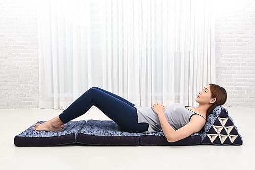 Miniatura 4 de Leewadee - Cómodo colchón japonés - Cama de suelo tailandés con cojín triangular - Colchón futón - Alfombrilla de masaje tailandés, 67 x 21