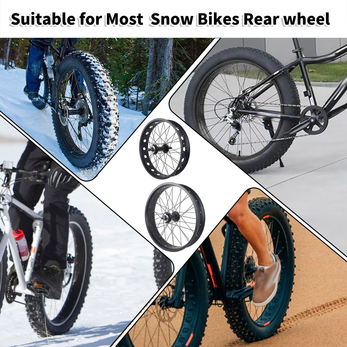 Jeu de roues de vélo de neige 26x4.0, Super larges, 20