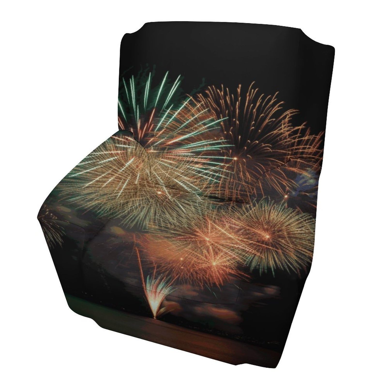 Fodpand Style Fireworks Sofa Cover Soft 1 Seater Sofa Slipcover For Pets Washable,Couch Cover With Elastic Straps Furniture Protector