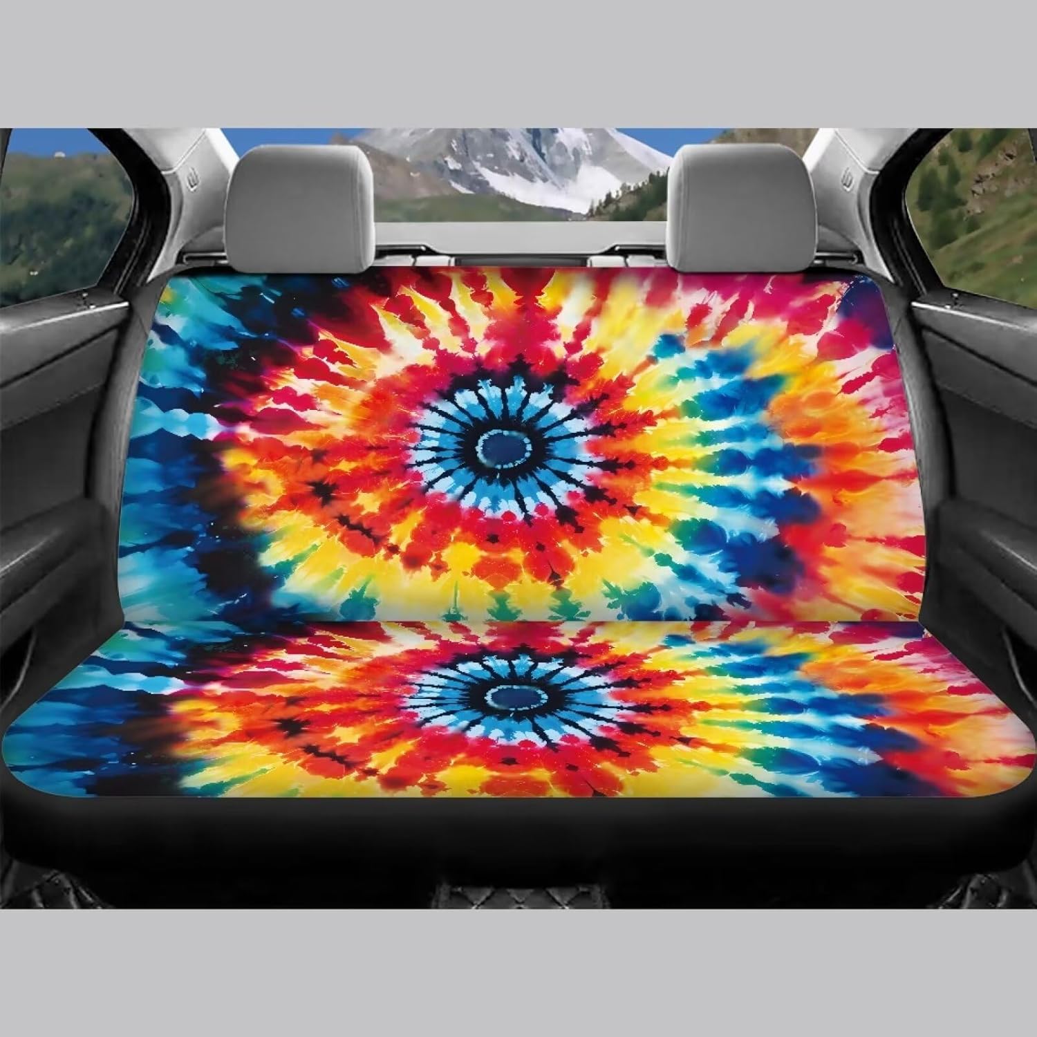 Tie Dye Car Seat Covers Full Set Automotive Seat Covers Accessories Breathable Front Car Seat Cover Pack of 4 Car Seat Protector Cushion Pad Mat Easy to Install