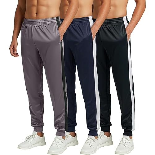 Real Essentials 3 Pack: Men's Tricot Active Athletic Jogger - Running Sweatpants Workout Gym with Pockets (Big & Tall)