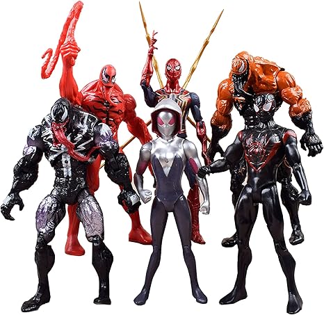 Amazon Co Jp 6体アクションフィギュア アベンジャーズアクションフィギュア スパイダーマン毒女性スパイダーマン子供男の子女の子おもちゃ誕生日プレゼント 可動ジョイント 高さ17cm Color 6pcs おもちゃ