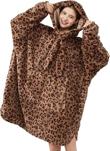 Softan Manta con Capucha, Manta Portátil de Gran Tamaño para Regalos de Adultos, Mujeres y Hombres, Manta con Capucha Cálida, Suave y Super Marrón