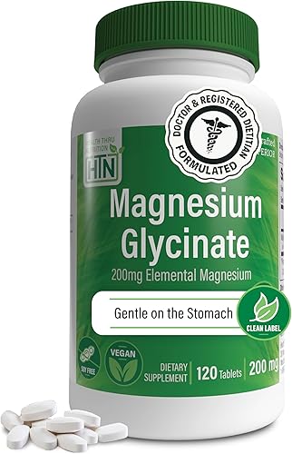 Magnesium Glycinate - Muscle, Nerves, Relaxation & Sleep Supplement | 200mg Elemental Magnesium Fully Reacted Chelated | Gentle on The Stomach |