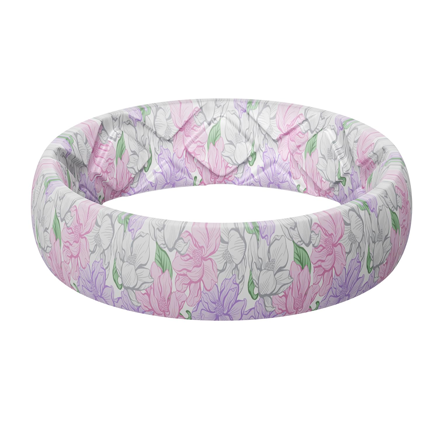Egnaro Silicone Statement Ring Women, Floral Patterned Rubber Wedding Band