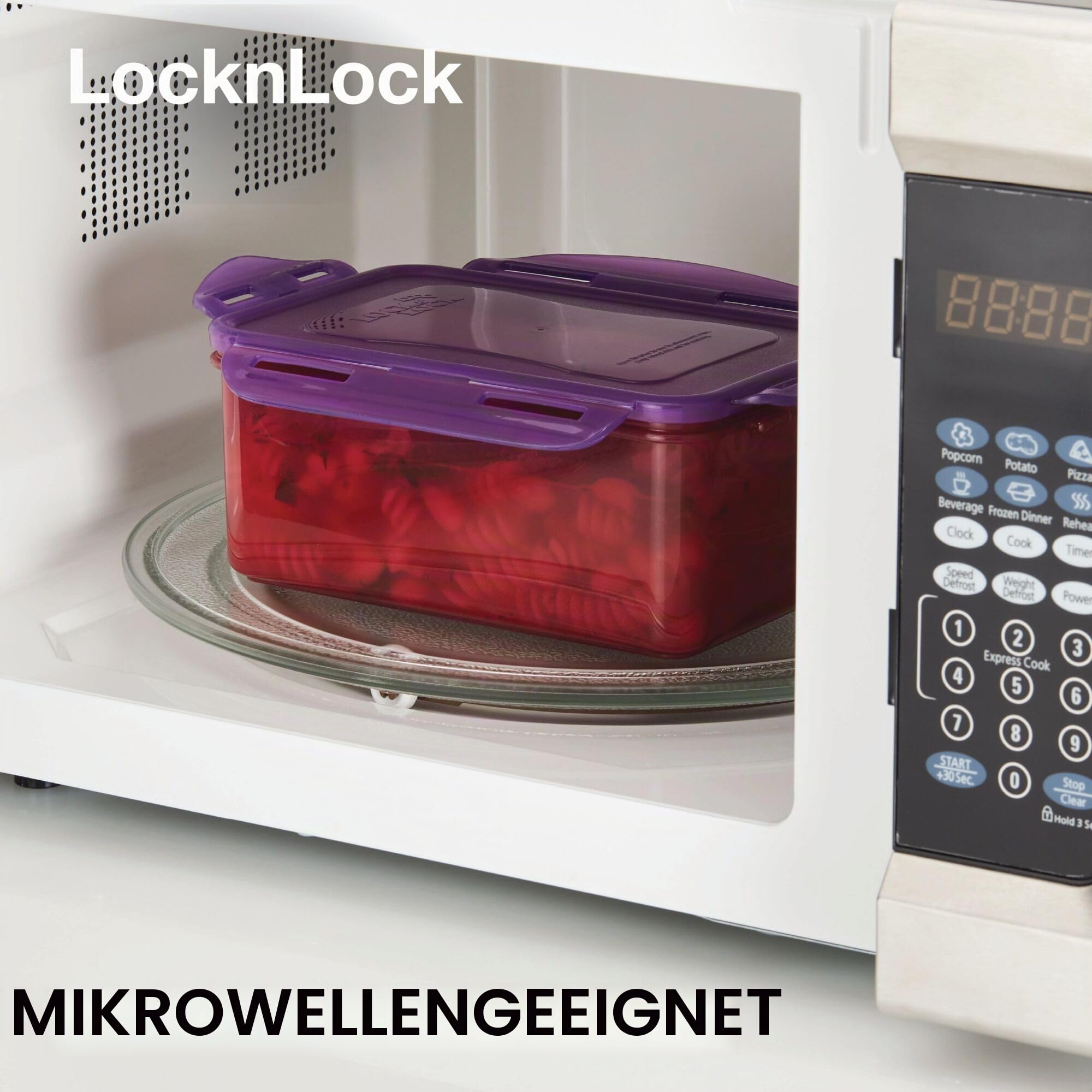 LocknLock Eco Rechteckige Frischhaltedosen mit Deckel, 5er-Set, Kunststoff, luftdicht & wasserdicht, Lebensmittelbehälter, BPA-frei & spülmaschinenfest, 5 x 1 l
