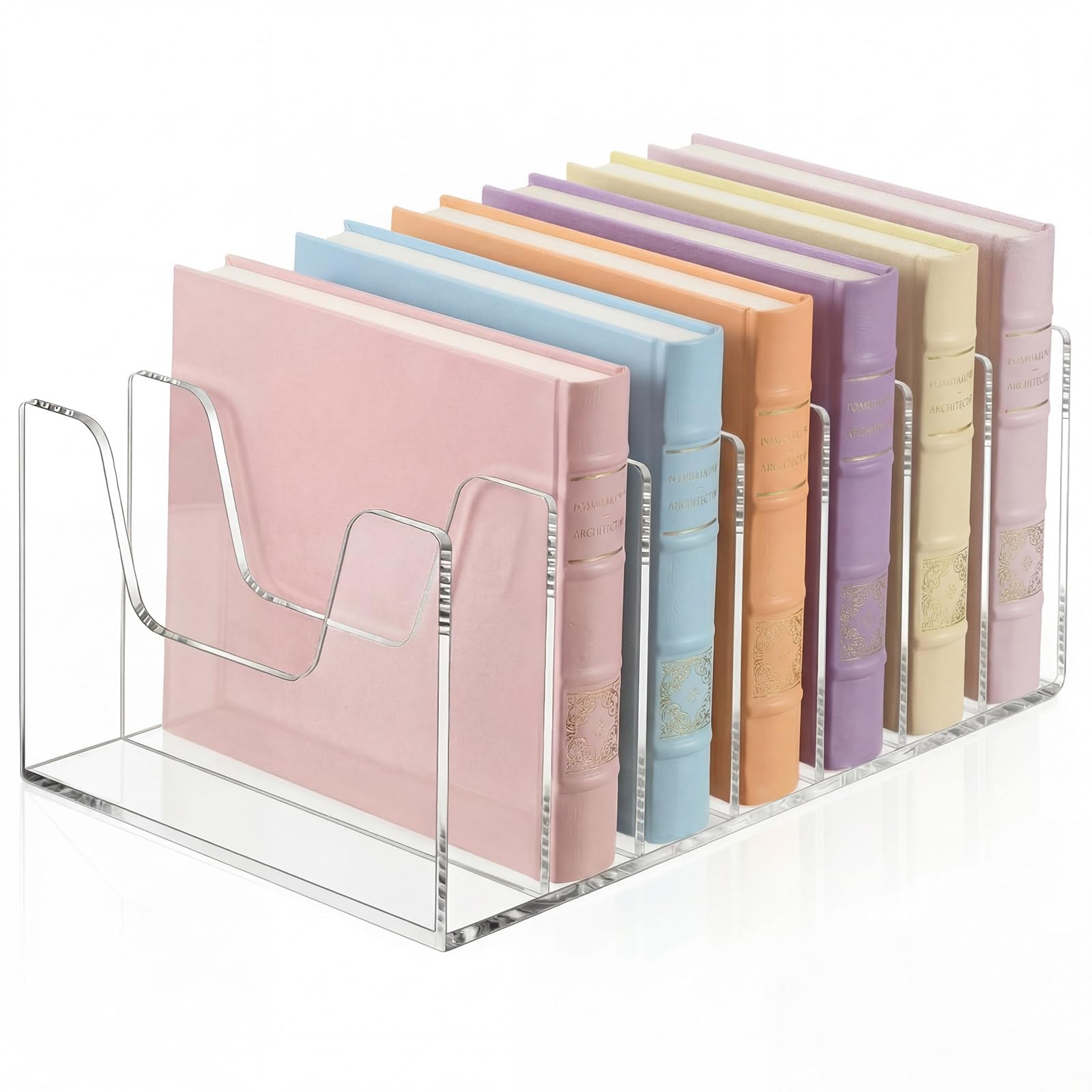 Wenqik Organizer verticale in acrilico trasparente da scrivania, 4 mm di spessore, grande capacità, organizer verticale per riviste, libri, quaderni, buste, porta posta (7 sezioni)